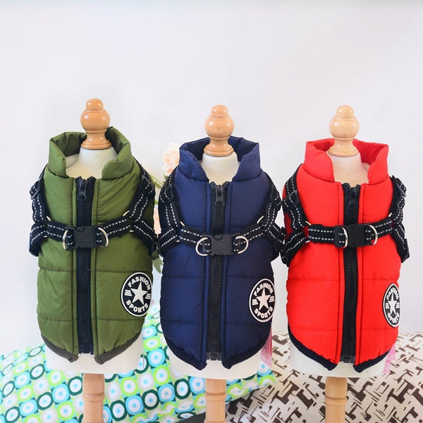 Fleece Lined Waterproof Warm Padded Dog Jacket, Insulated Fleece Waterproof Dog Coat