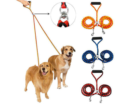 No Tangle Double Dog Leash, Double-headed Traction Rope for Two Dogs, Braided Tangle Free Dual Leash For Walking and Training Two Dogs