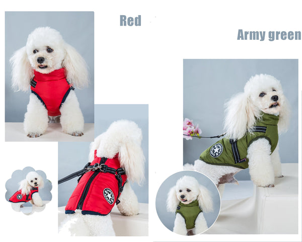 Fleece Lined Waterproof Warm Padded Dog Jacket, Insulated Fleece Waterproof Dog Coat