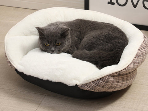 Luxury Soft Semi Circular Warm Bed for Dogs and Cats, Anti Anxiety Pet Bed