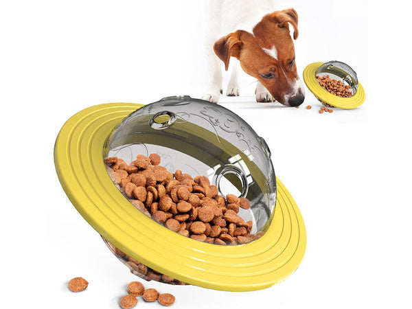 Dog Treat Dispenser Toy, Flying Saucer Pet Food Leaker Toy