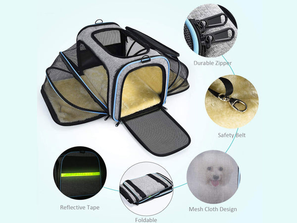 Expanding Top Opening Pet Carrier, Airline Approved Cat Carrier Bag