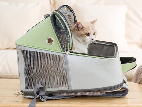 Folding Cat Backpack, Pet Carrier Backpack, Breathable Cat Pet Backpack, Ventilated Cat Transporter Bag