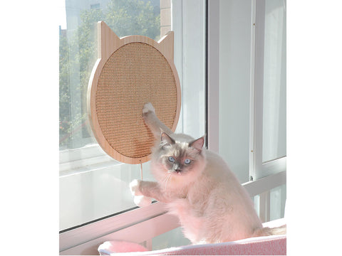 Sisal and Wood Cat Scratching Board, Window Mounted Cat Scratching Board, Natural Claw Sharpening Cat Mat