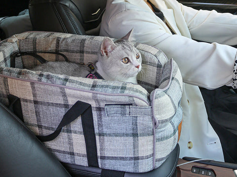 Cat Car Seat For Central Armrest, Small Dog Car Seat, Pet Travel Car Bed