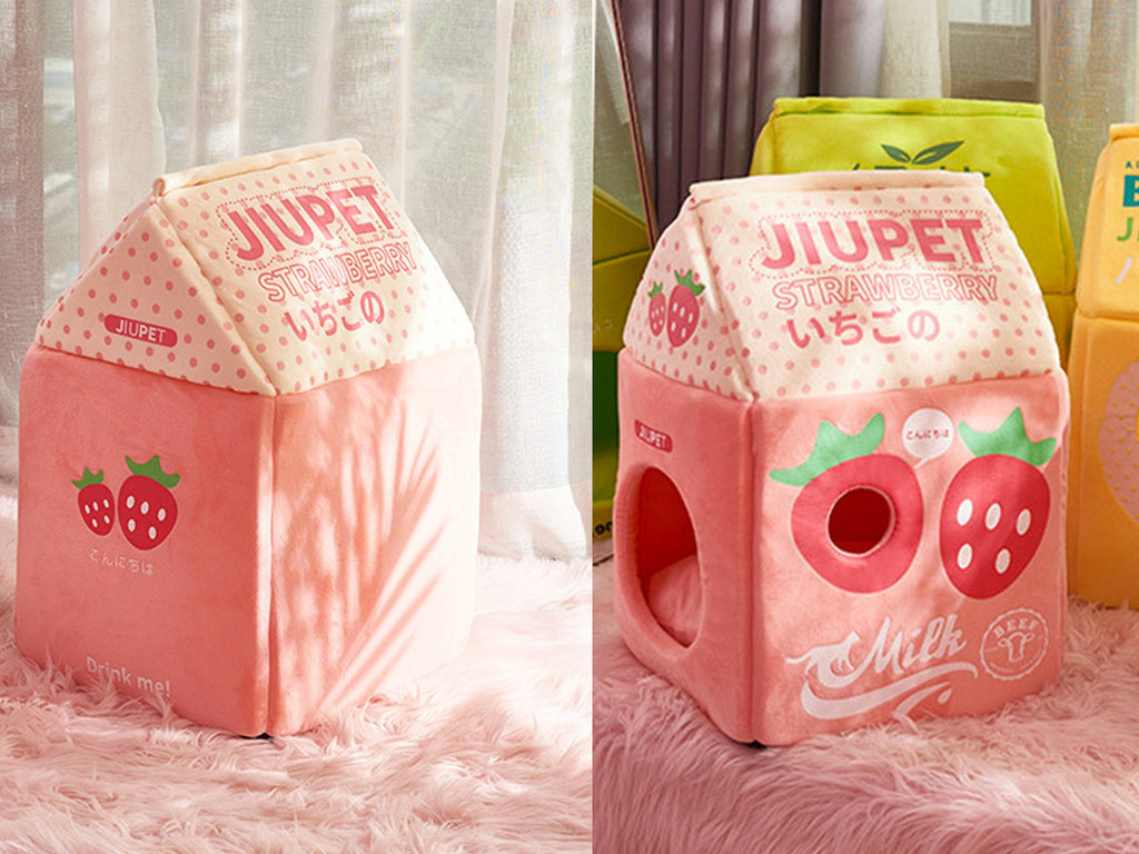 Strawberry Milk Carton Cat Bed – CatCo