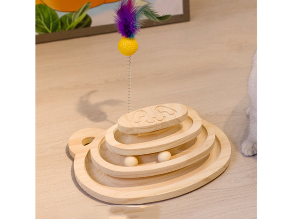 Cat Wooden Turntable Toy, Wooden Cat Toys, Interactive Kitten Play Toys