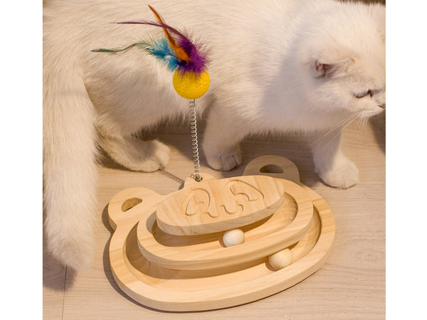 Cat Wooden Turntable Toy, Wooden Cat Toys, Interactive Kitten Play Toys