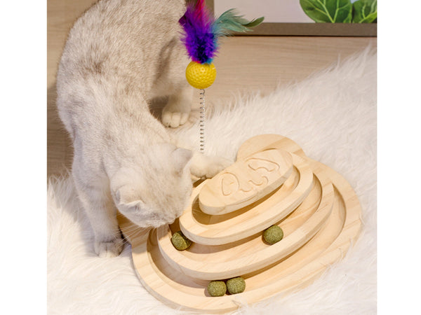 Cat Wooden Turntable Toy, Wooden Cat Toys, Interactive Kitten Play Toys